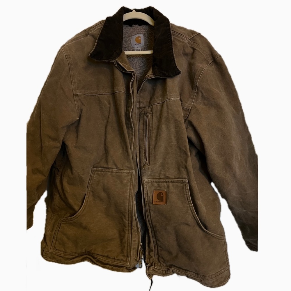 Tan Brown Carhartt Sherpa Lined Men’s Jacket Vintage